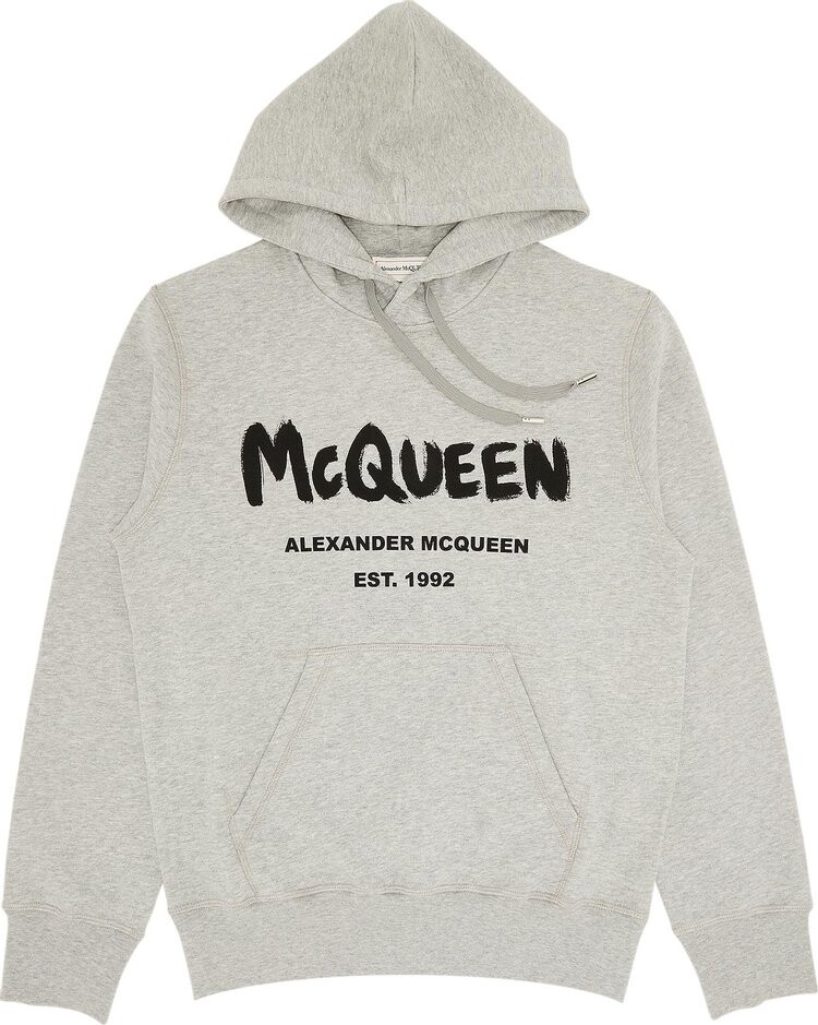 

Толстовка Alexander McQueen Graffiti Hooded Sweatshirt 'Pale Grey/Black', серый