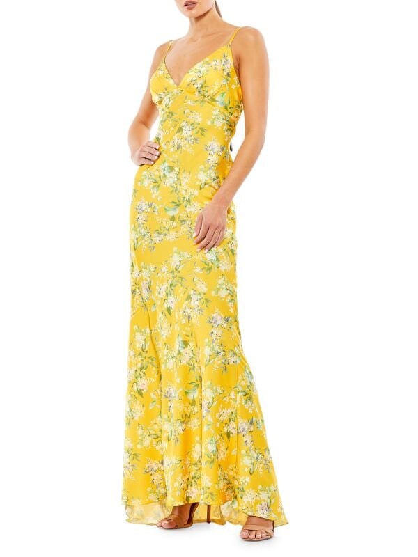 

Платье Mac Duggal с цветочным принтом, желтый