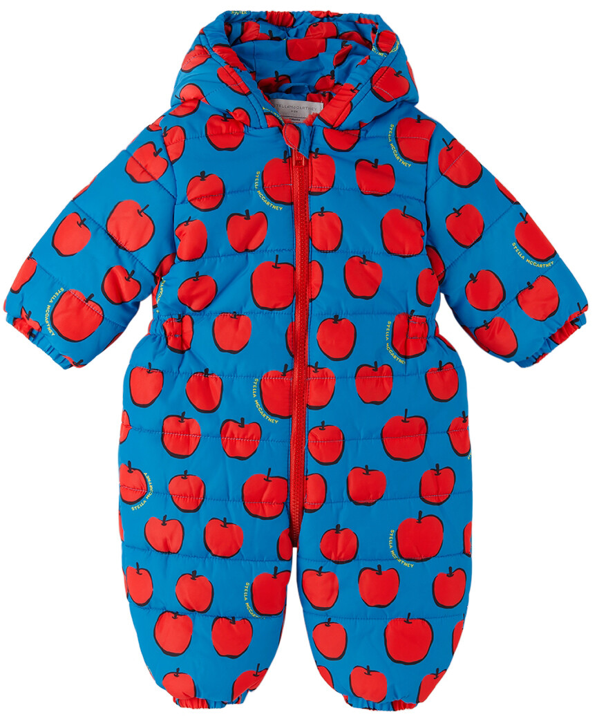 

Baby Kids Blue Apples Puffer Зимний комбинезон Stella McCartney