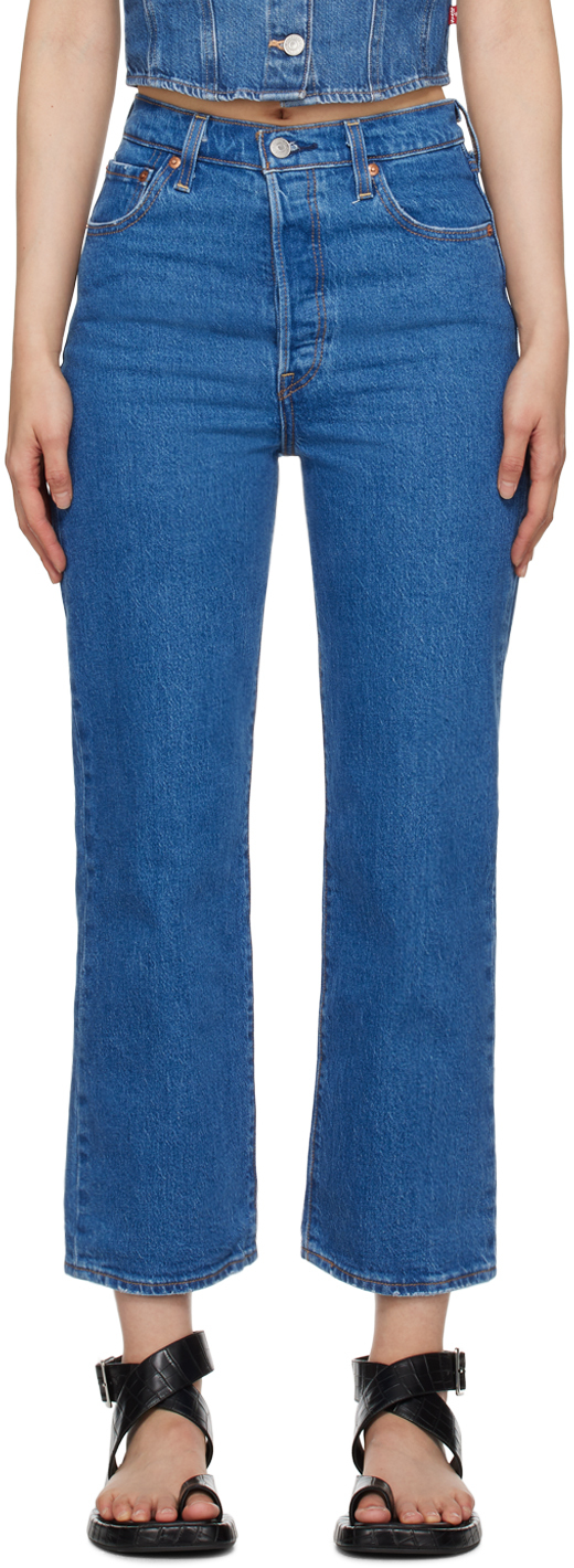 Синие прямые джинсы до щиколотки с рельефной клеткой Levi'S, цвет Jazz pop