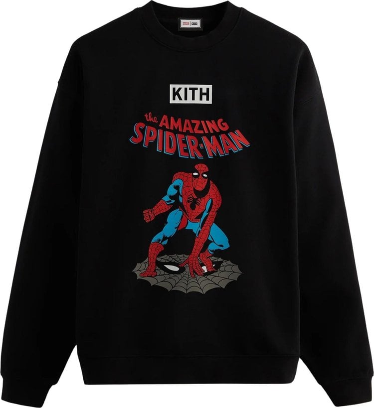 Толстовка Kith For Spider-Man Allies Vintage Crewneck 'Black', черный - фото