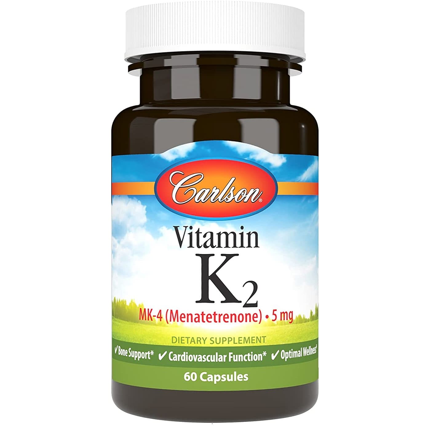 Витамин К2 Carlson Менатетранон 5 мг, 60 капсул витамин к2 45мкг мк 7 carlson labs 90 капсул добавка для костей сердца сосудов крови для взрослых мужчин и женщин