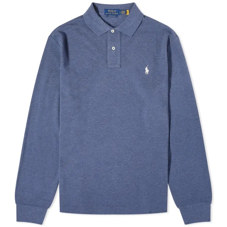 Рубашка-поло Polo Ralph Lauren Long Sleeve Custom Fit, темно-синий рубашка поло oakville мужская с длинным рукавом антрацит