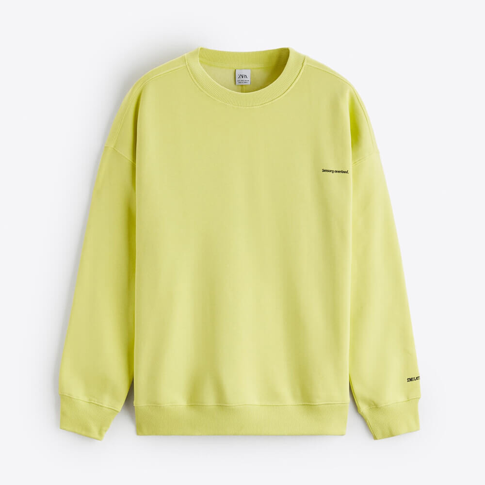 

Свитшот Zara Printed With Slogan, желто-зеленый