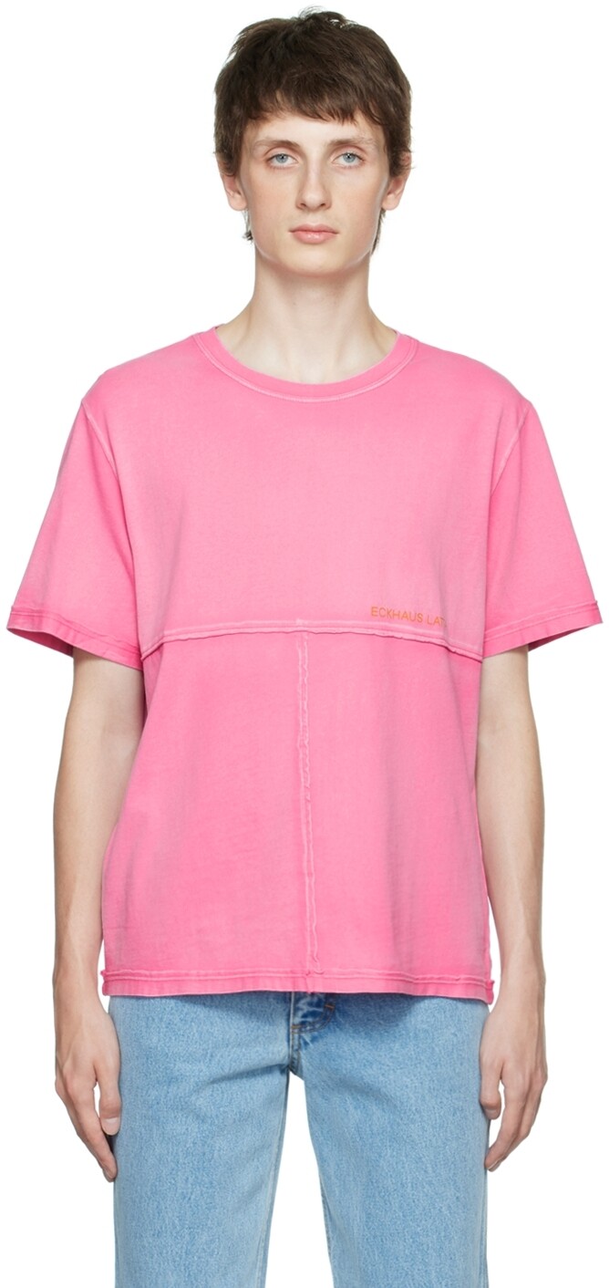 

Розовая футболка внахлест Eckhaus Latta