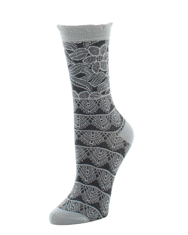 Кружевные носки Natori с круглым вырезом trelis, серый