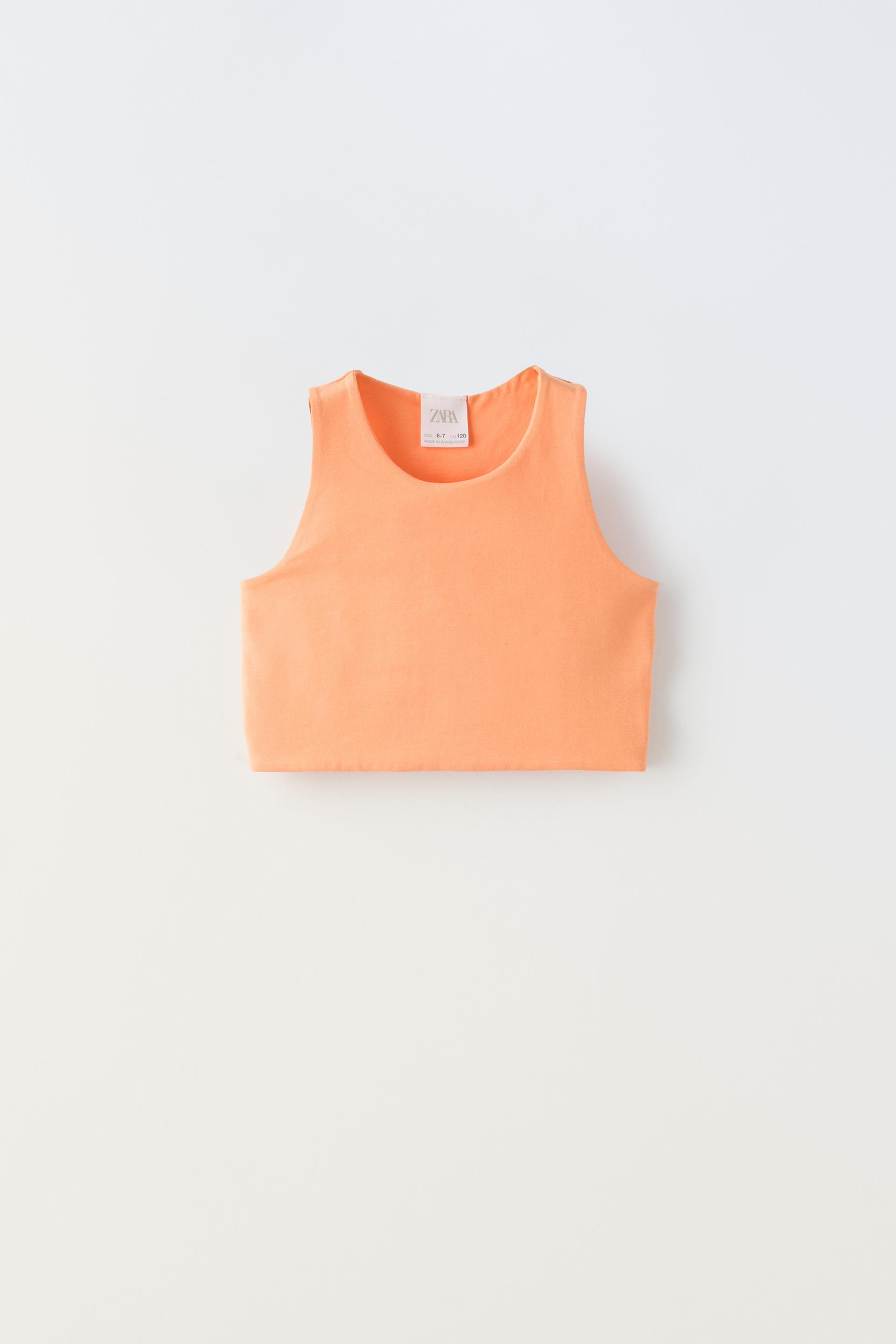 Топ Zara Sleeveless Crop, оранжевый футболка женская оверсайз с графическим принтом модный топ без рукавов бандажный топ с круглым вырезом уличная одежда 2022
