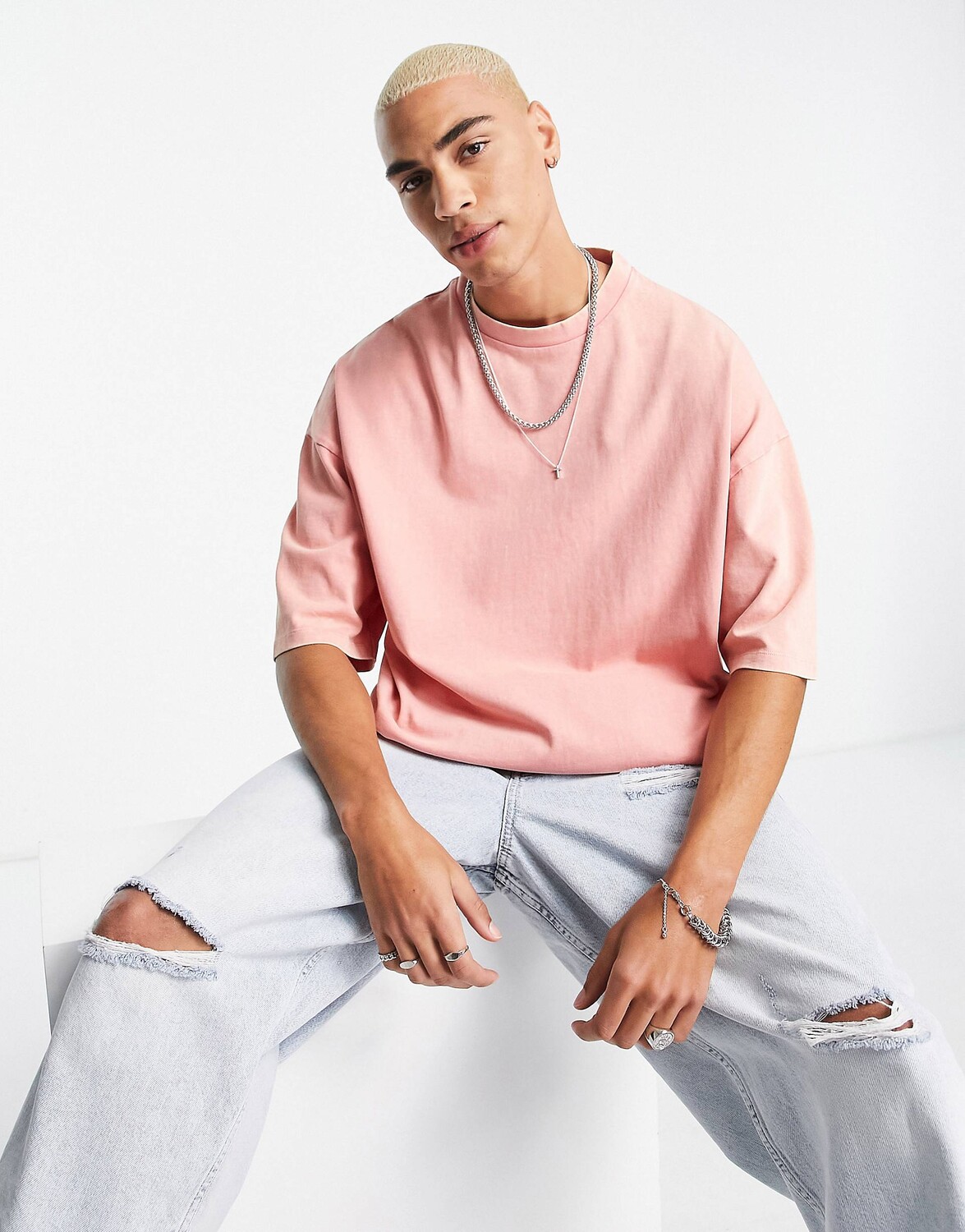 

Коралловая футболка оверсайз ASOS DESIGN, Красный