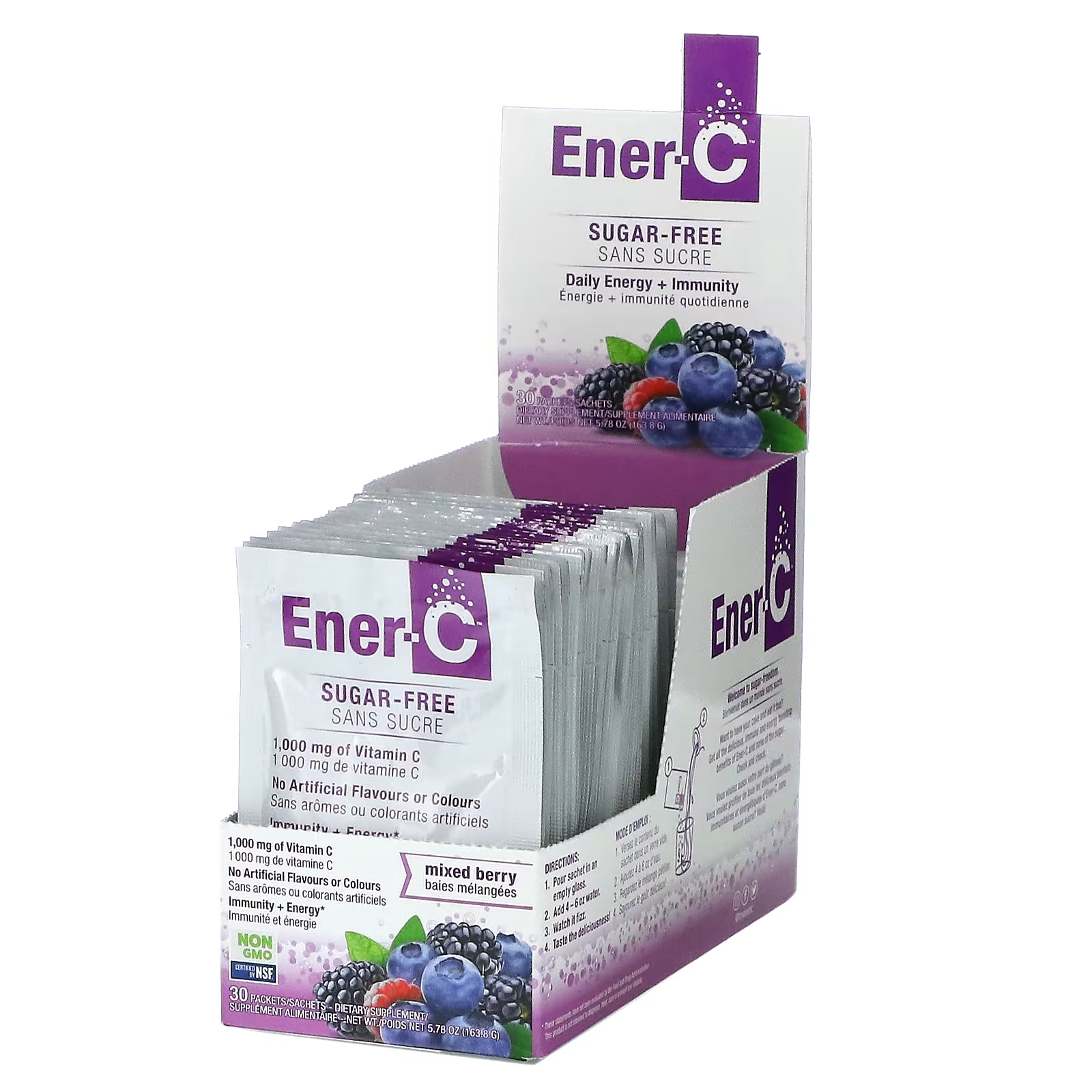 Ener-C Витамин C мультивитаминная смесь для напитков без сахара ягодная смесь 1000 мг, 30 пакетиков витамин c со вкусом ананаса и кокоса ener c 1000 мг 30 пакетиков