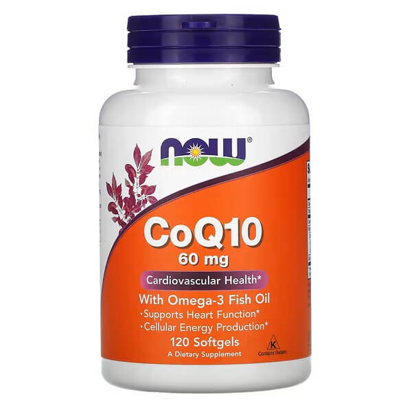 Коэнзим CoQ10 с рыбьим жиром Омега-3 Now Foods, 120 капсул now foods коэнзим q10 с рыбьим жиром с омега 3 60 мг 120 капсул