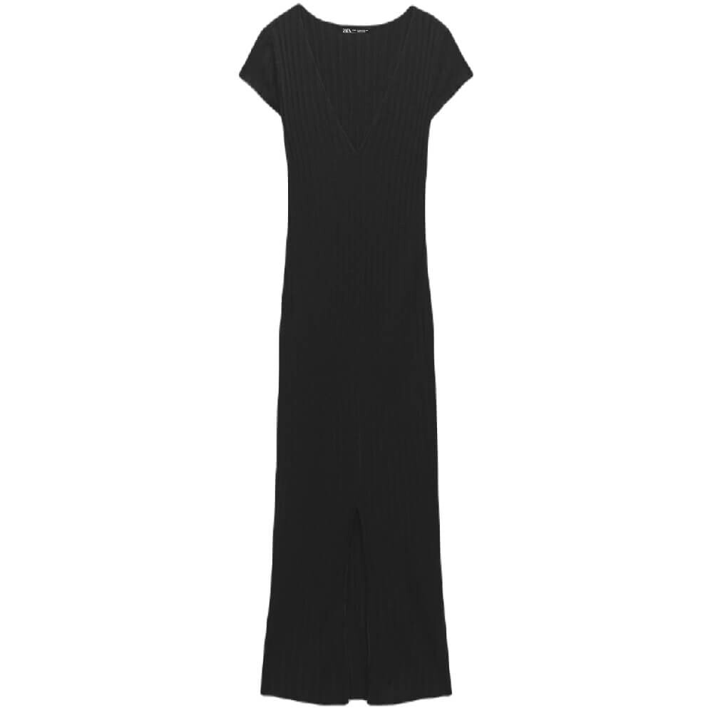 

Платье Zara Ribbed Midi, черный