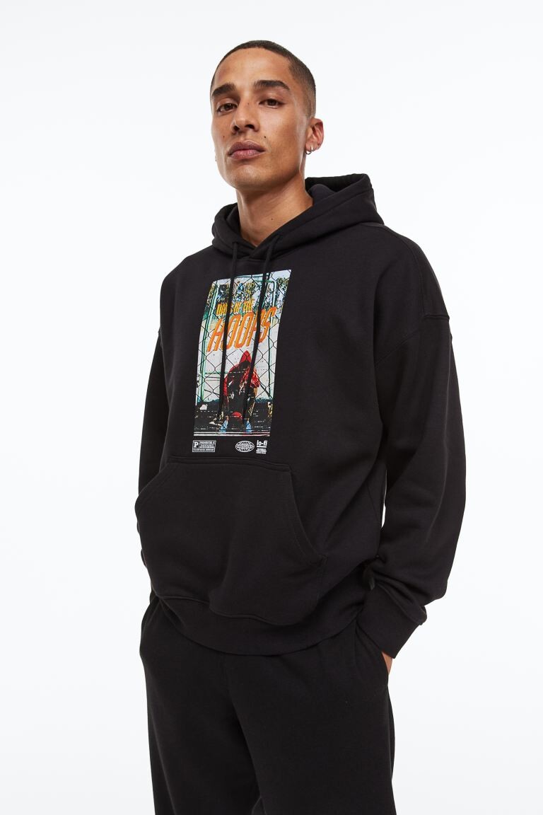 

Худи оверсайз H&M, черный/дни обручей