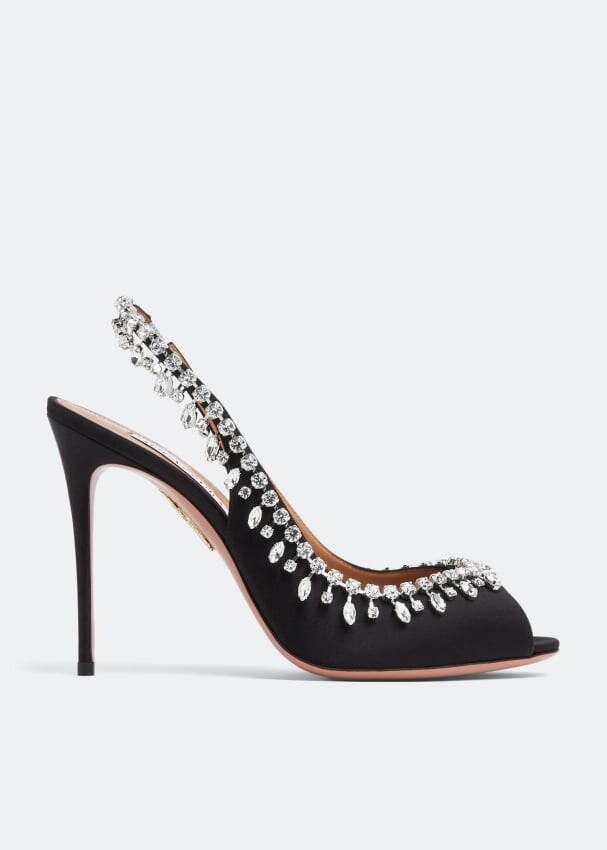 

Сандалии AQUAZZURA Temptation crystal 105 sandals, черный
