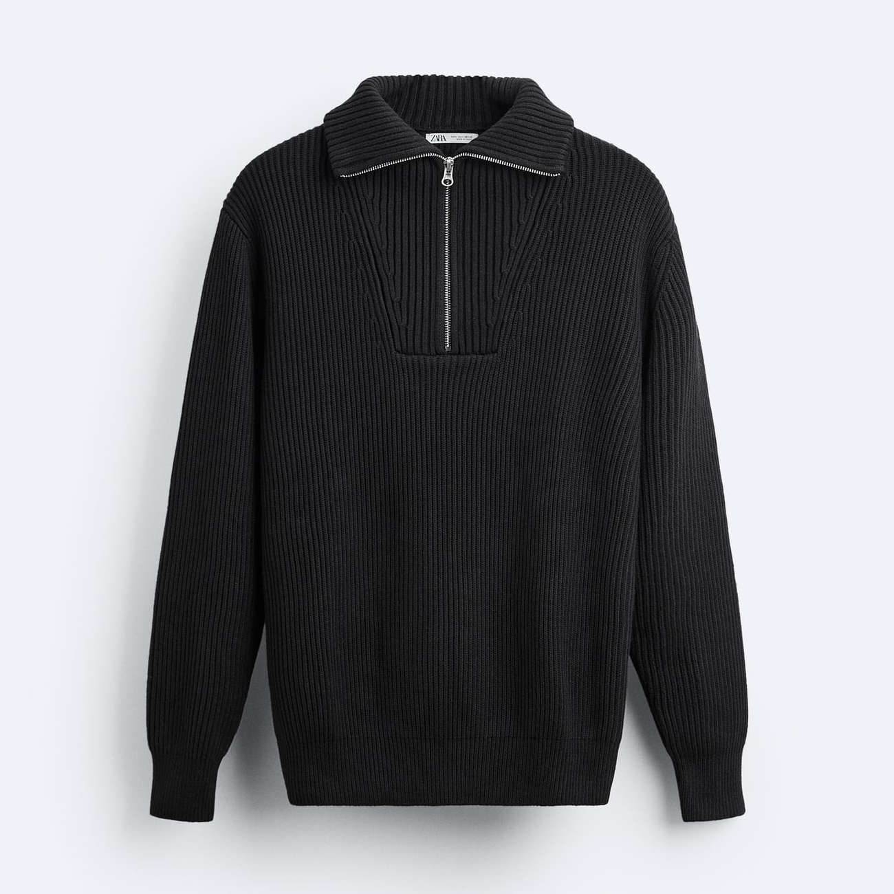 Мужской свитер Zara Zip-collar, черный – купить по выгодным ценам с  доставкой из-за рубежа через сервис «CDEK.Shopping»