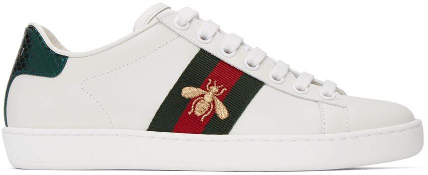 

Белые кроссовки с вышивкой Bee Ace Gucci, Белый