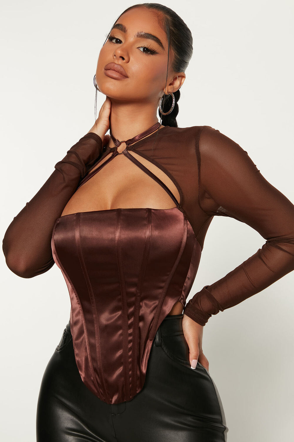 

Топ Fashion Nova T16197CPD, шоколад