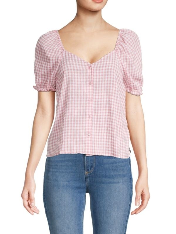 

Топ Тканый NANETTE Lepor Gingham в клетку, salmon / white