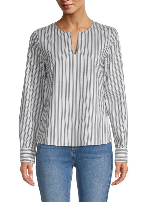 

Полосатый топ Donna Karan New York White charcoal