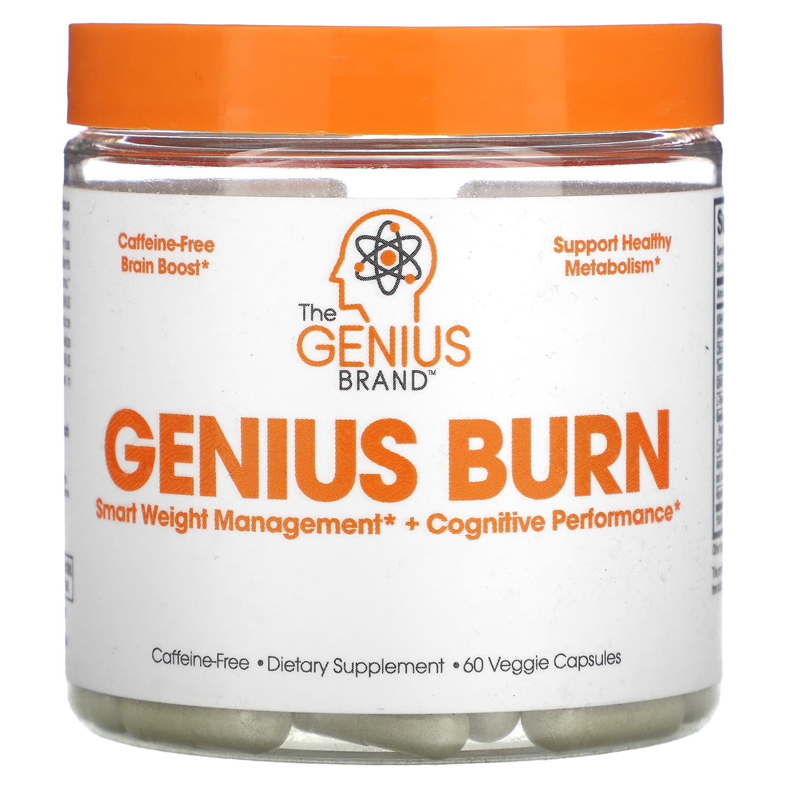 Пищевая Добавка The Genius and Genius Mushrooms Genius Burn без кофеина, 60 растительных капсул