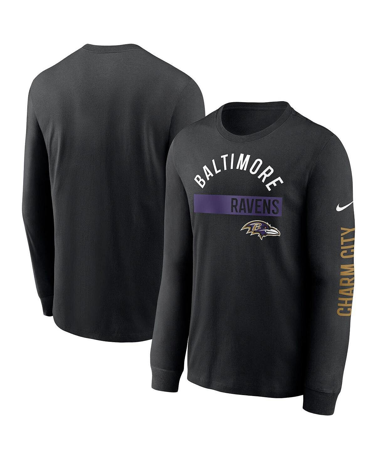 

Мужская черная футболка с длинным рукавом baltimore ravens fan gear color bar Nike, черный