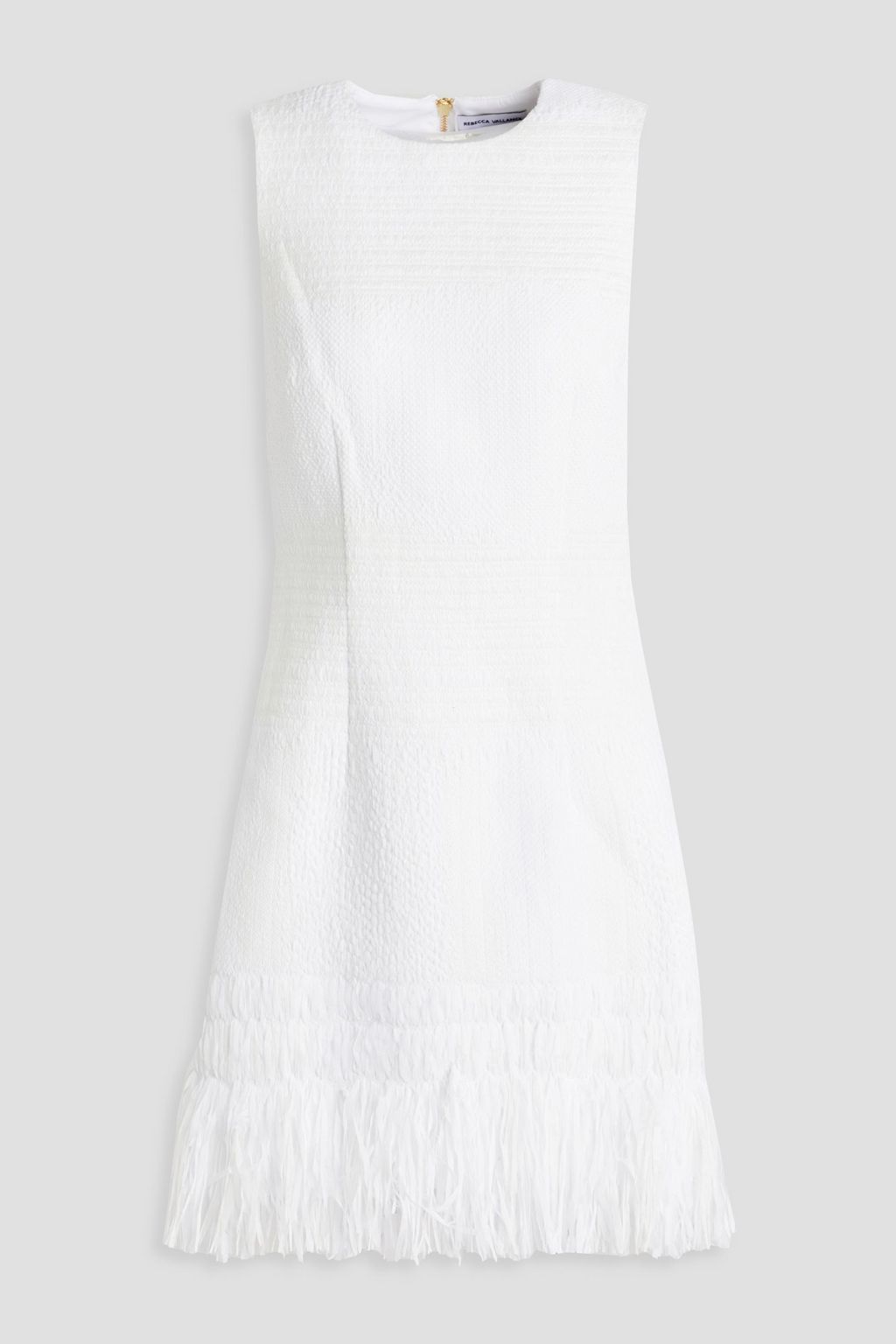 Твидовое мини-платье с бахромой REBECCA VALLANCE, белый твидовое мини платье с бахромой balmain синий