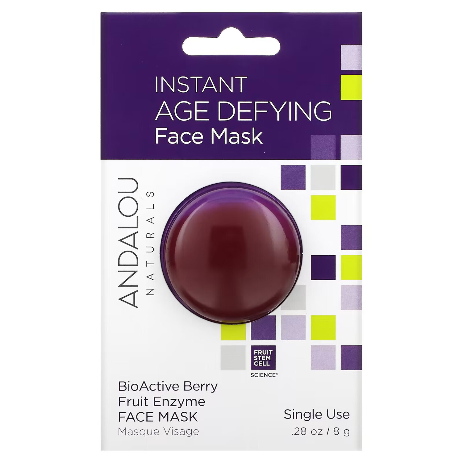 

Andalou Naturals, мгновенное омоложение, маска с 8 ягодами, фруктами и ферментами, 8 г (0,28 унций)