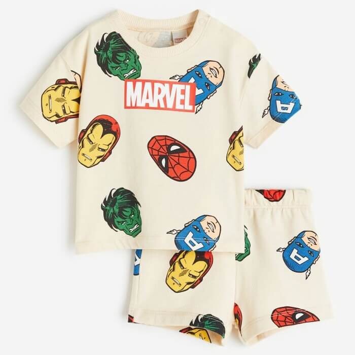 

Комплект H&M Printed Marvel Comics, 2 предмета, светло-бежевый