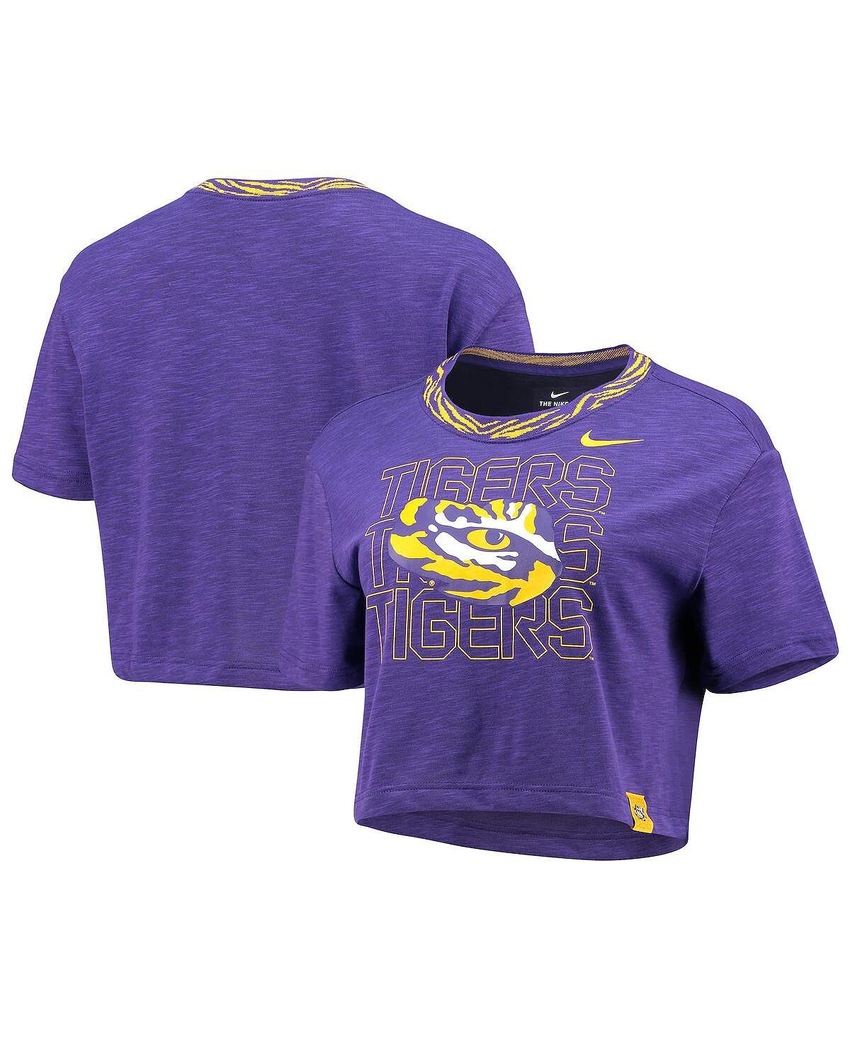 

Женская фиолетовая укороченная футболка lsu tigers slub ringer performance Nike, фиолетовый