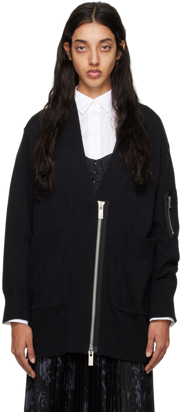 

Черный многослойный кардиган sacai
