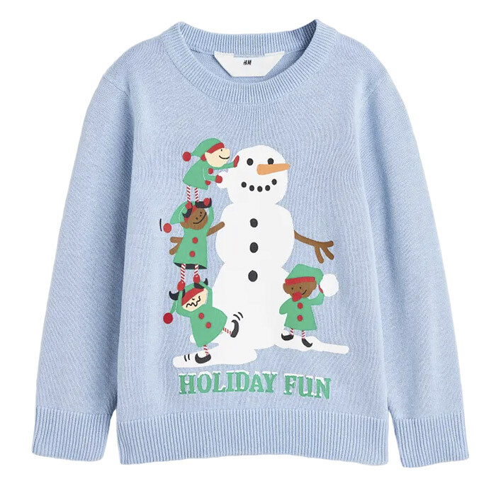 

Джемпер H&M Snowman Jacquard-knit Cotton, голубой