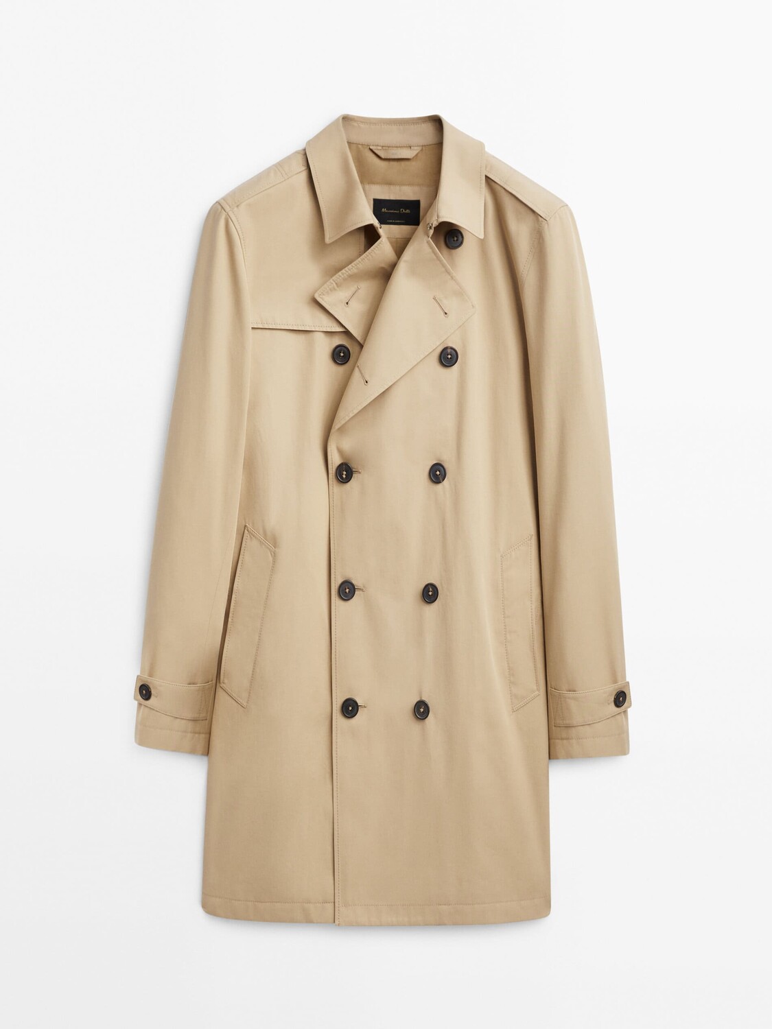 

Двубортная непромокаемая куртка-тренч Massimo Dutti, бежевый