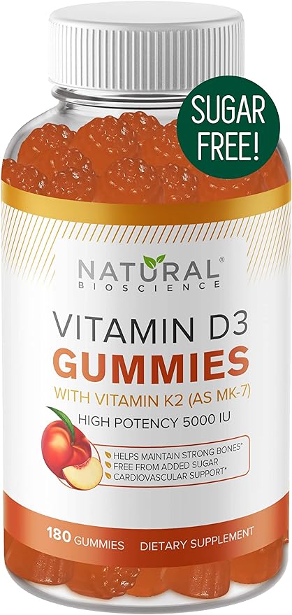 Жевательные конфеты Natural BioScience с витамином D3 и K2 без сахара 5000 МЕ— 180 капсул