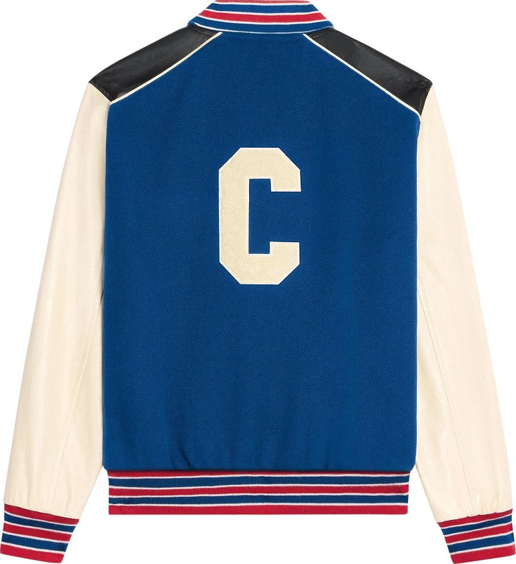 Celine Oversized Wool Varsity Jacket Cobalt