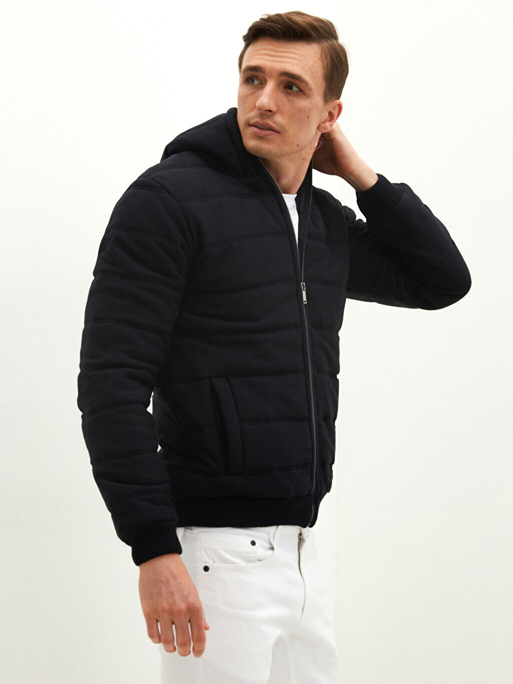 

Мужское трикотажное пальто Slim Fit с капюшоном LCW Vision