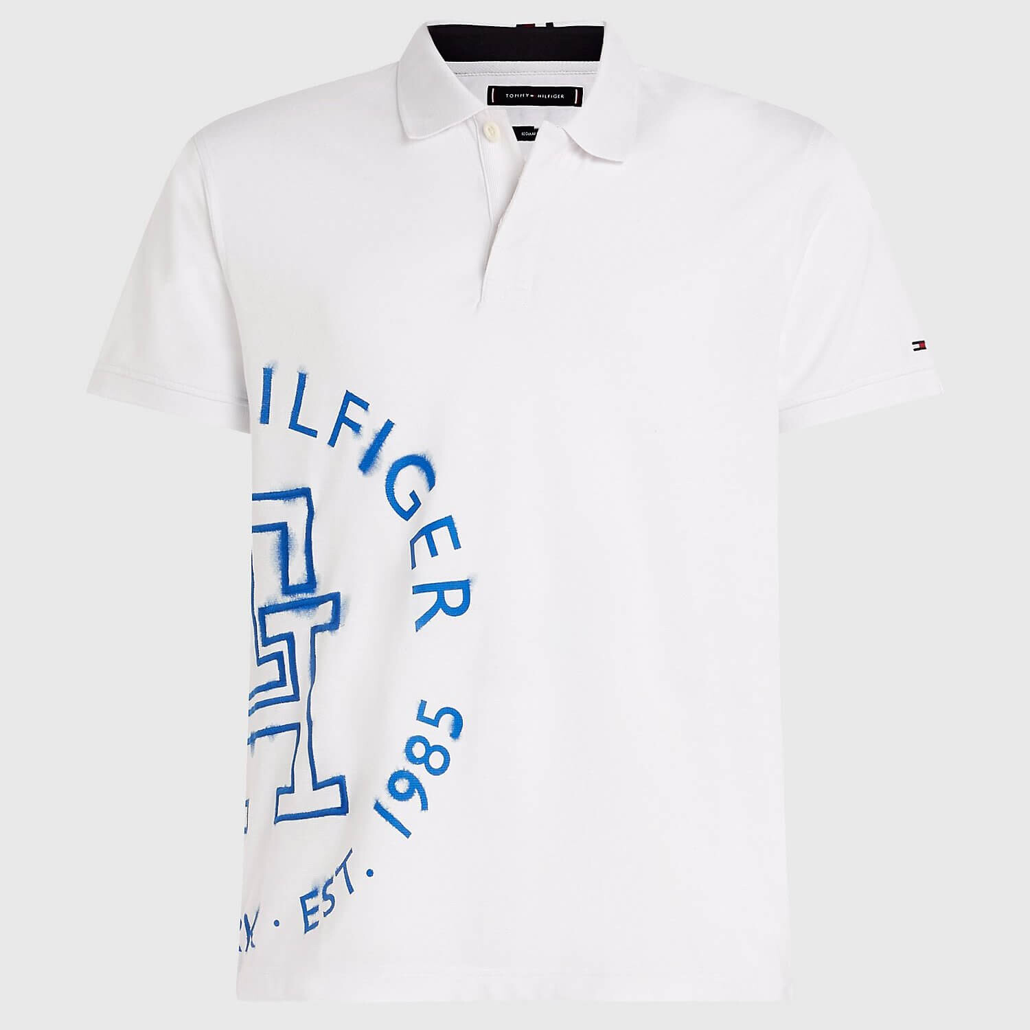 

Футболка-поло Tommy Hilfiger Regular Fit Circular Ink Monogram, белый/синий