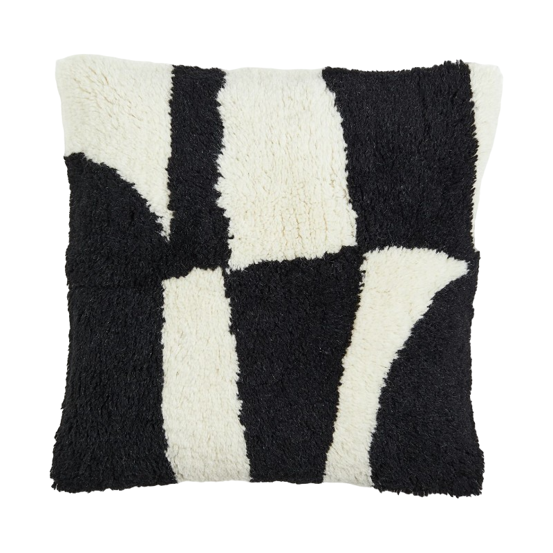 Чехол для декоративной подушки H&M Home Tufted Wool, черный/белый шерстяной костюмный пиджак с косой передней частью burberry бежевый