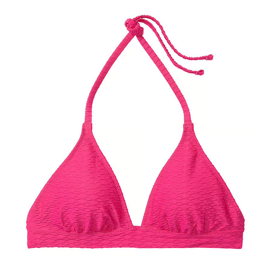 Топ бикини Victoria's Secret Swim Mix & Match Removable Push-Up Halter Fishnet, розовый