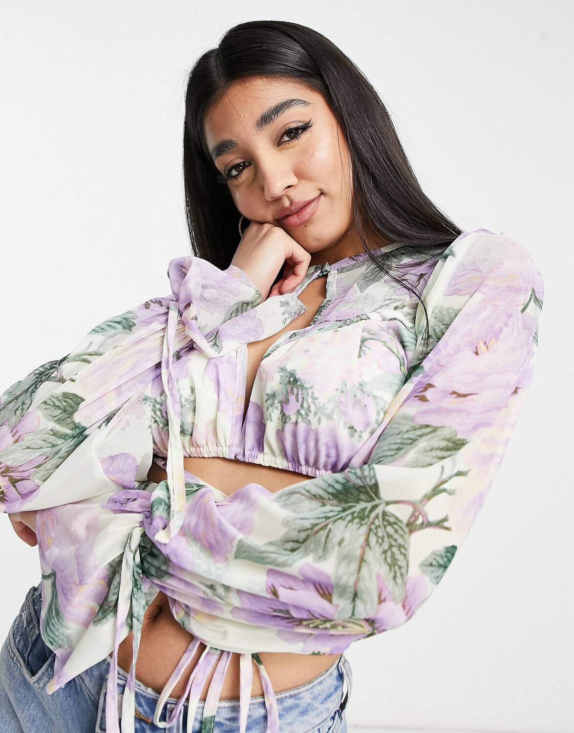 

Топ укороченный на завязках ASOS DESIGN, лиловый/зелёный, Зеленый