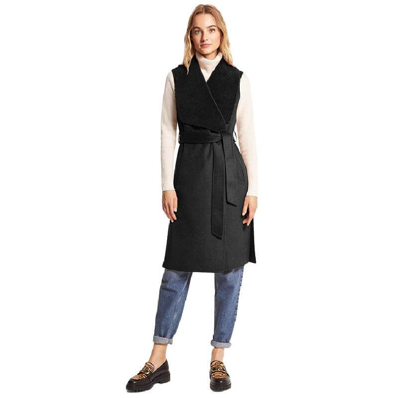 

Жилет Michael Michael Kors Wool Blend and Sherpa, черный