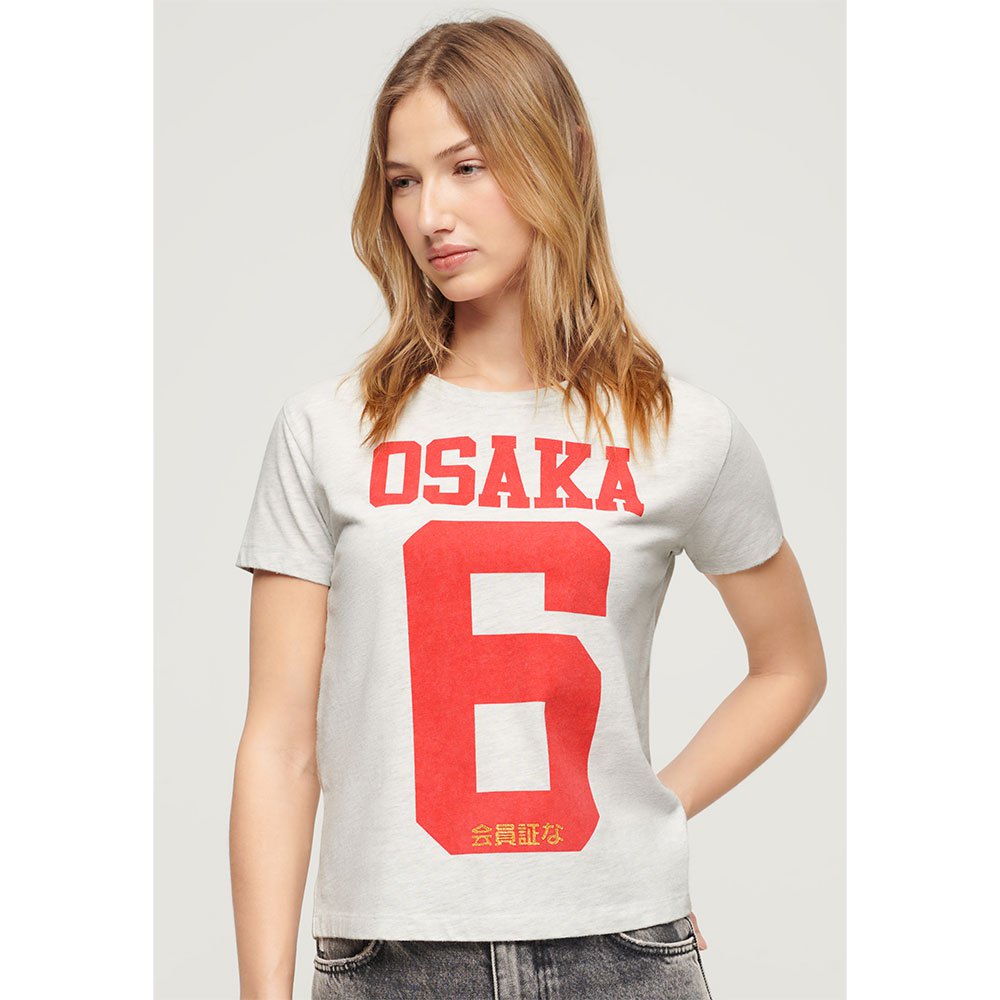 Футболка с коротким рукавом Superdry Osaka Graphic Fitted, серый футболка superdry sport luxe graphic fitted short оранжевый