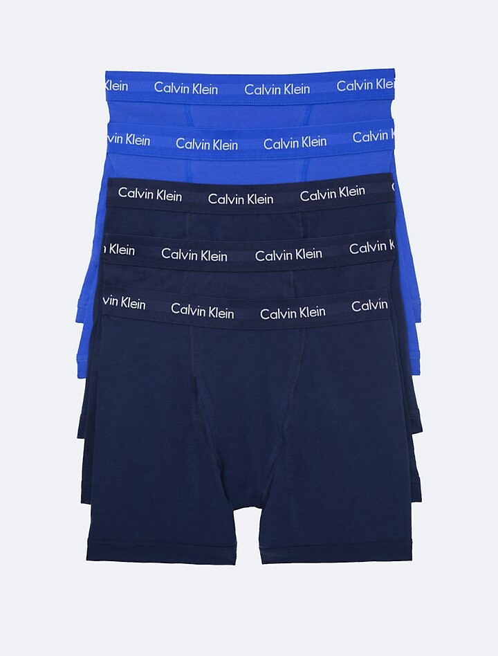 

Комплект из 5 трусов-боксеров из хлопка стрейч Calvin Klein, синий