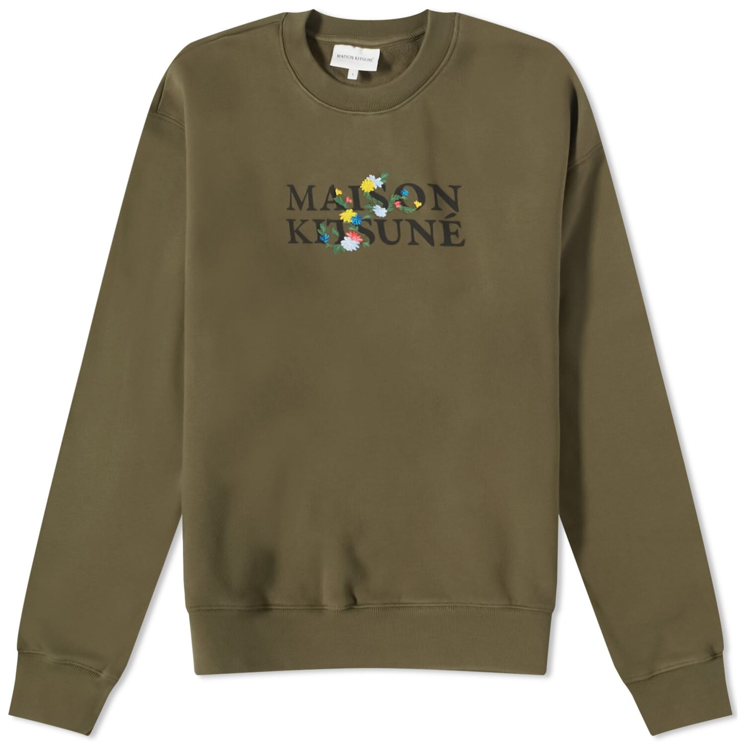 

Свитшот Maison Kitsune Flowers Comfort Crew, темно-зеленый