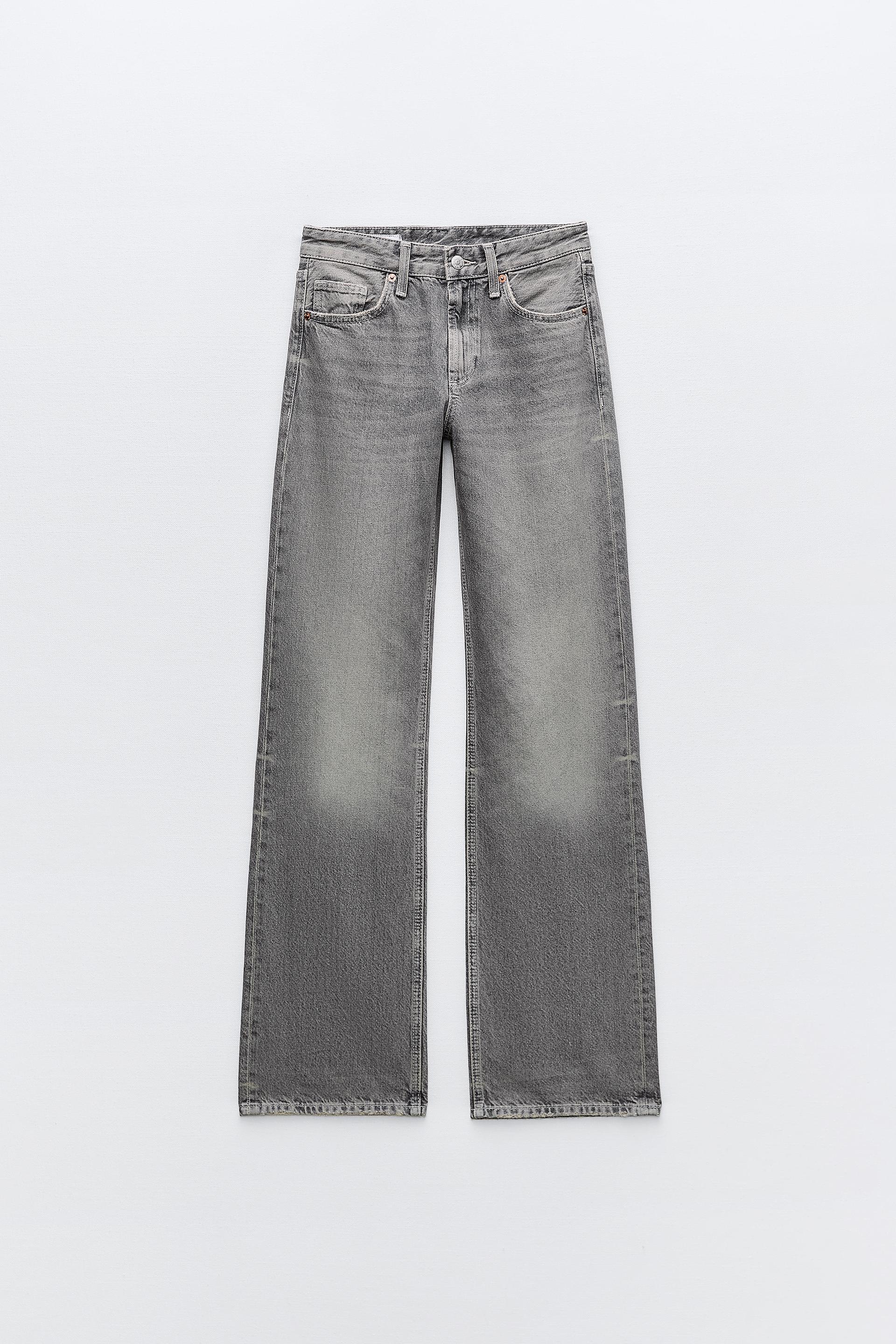 Джинсы Zara Trf Wide-leg Full Length, серо-синий джинсы zara trf wide leg full length светло серый