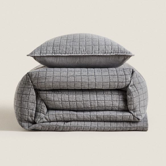 

Одеяло детское из микрофибры Zara Home Checked Microfibre, серый