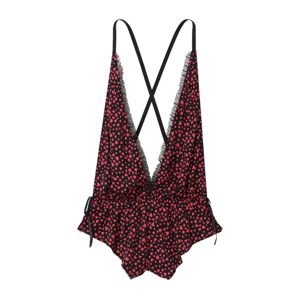 

Боди Victoria's Secret Modal V-Neck, черный/красный