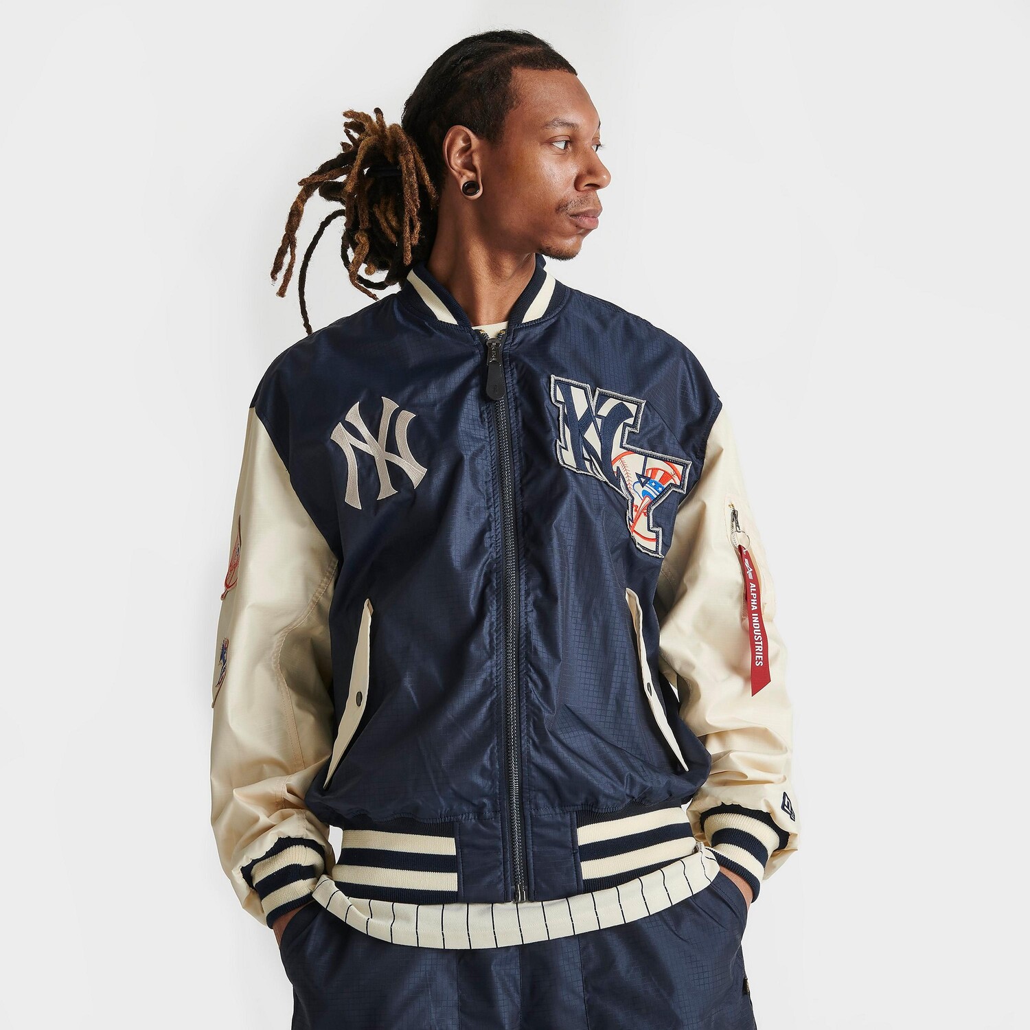 

Мужская двусторонняя куртка-бомбер New Era x Alpha Industries New York Yankees MLB, синий