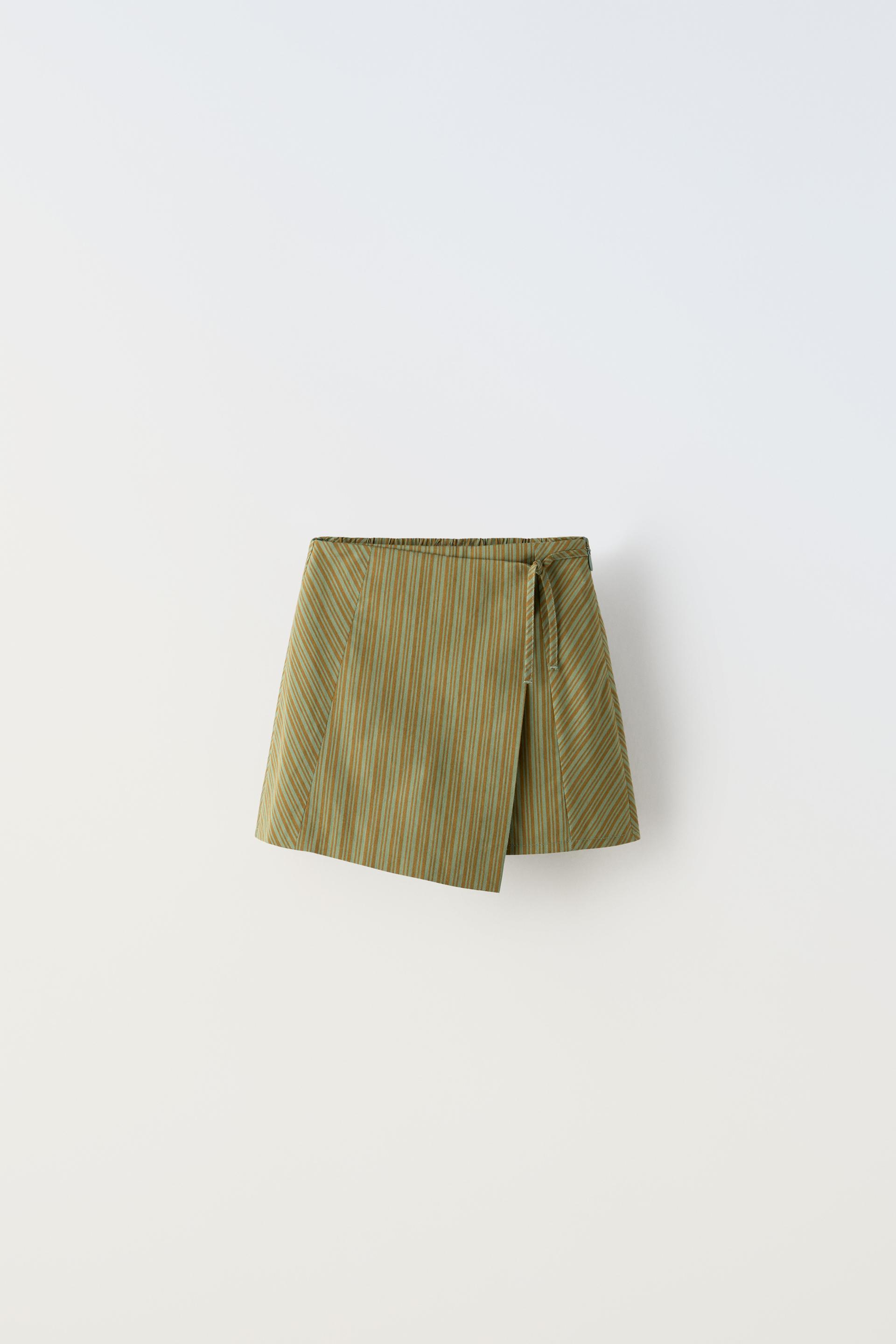 Юбка Zara Striped Sardong, зеленый юбка zara striped denim синий