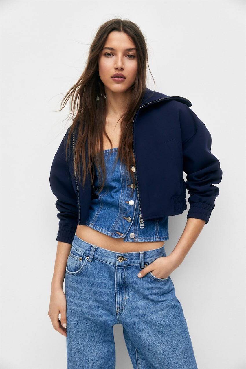 

Короткая легкая куртка Pull&Bear, военно-морской