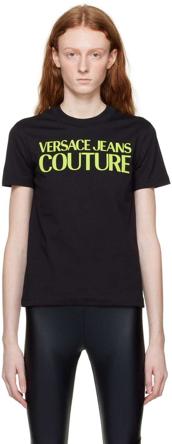 

Черная футболка с круглым вырезом Versace Jeans Couture, Черный
