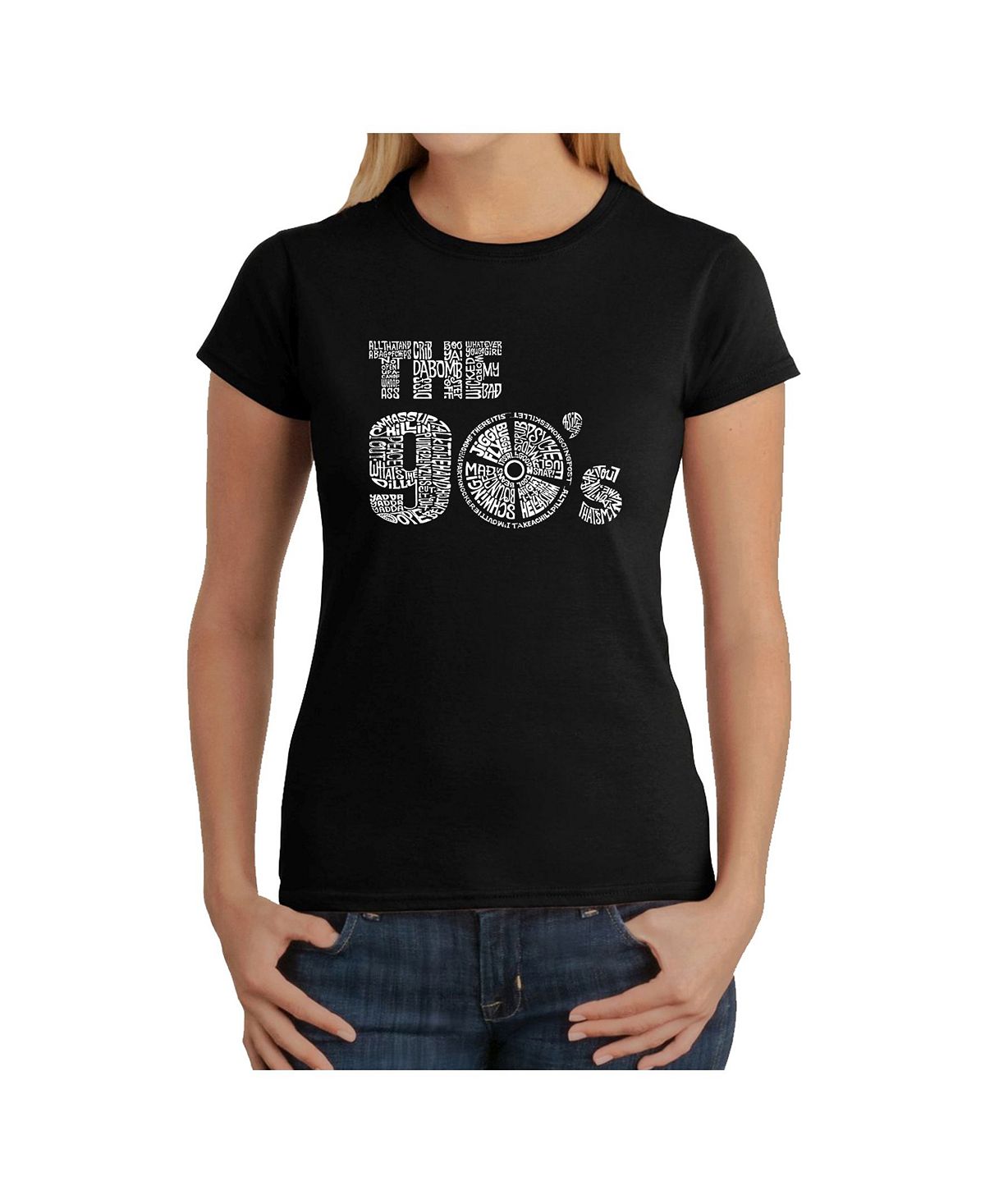 Женская футболка word art - 90-е LA Pop Art, черный
